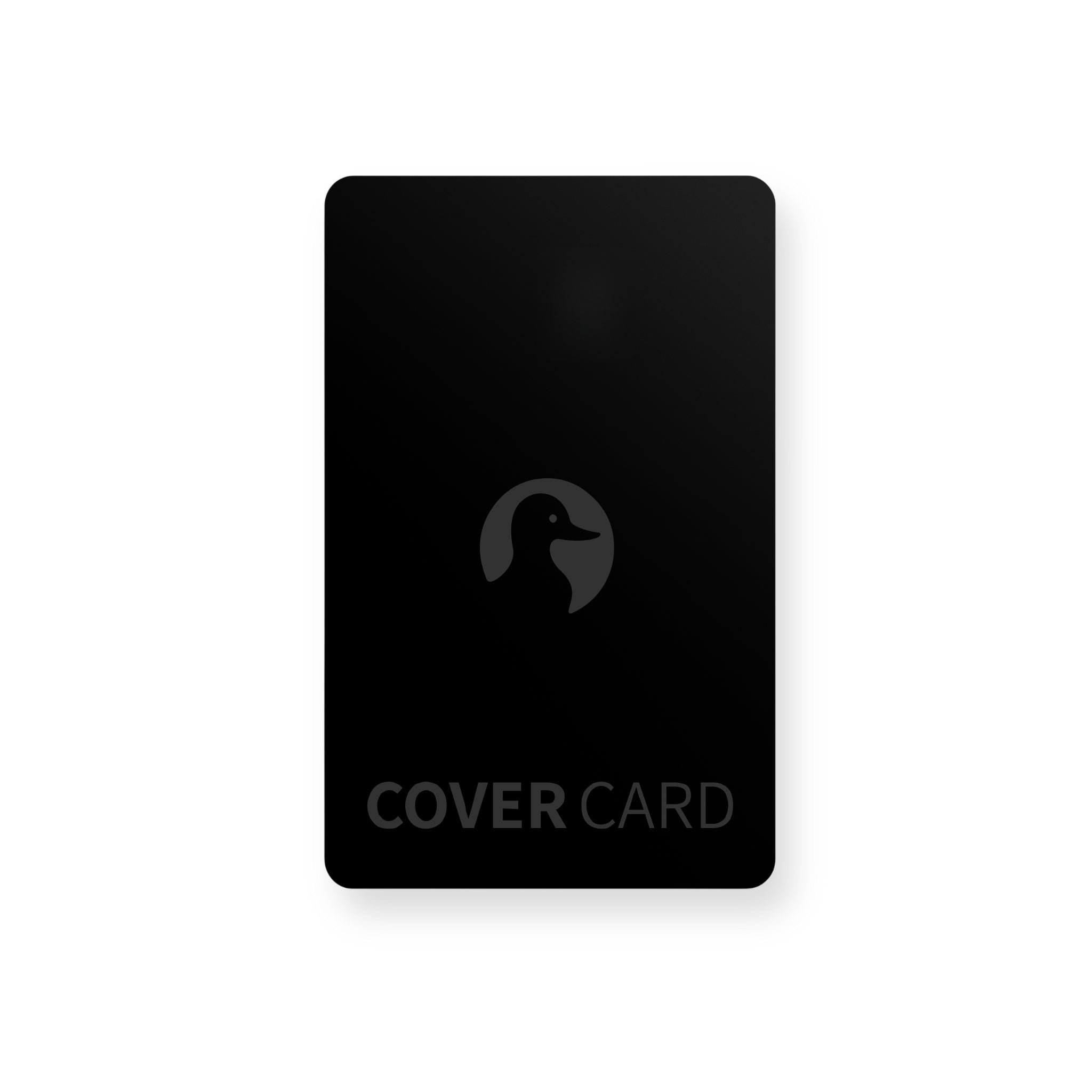 Matte schwarze COVER Card von canard.store, ultradünn (0,45 mm) aus PVC-Kunststoff, die Bankkarten elegant abdeckt. Perfekt für minimalistische Portemonnaies, bietet ein schlankes, stilvolles Design für einen cleanen Look. Passt in jedes Standard-Wallet.